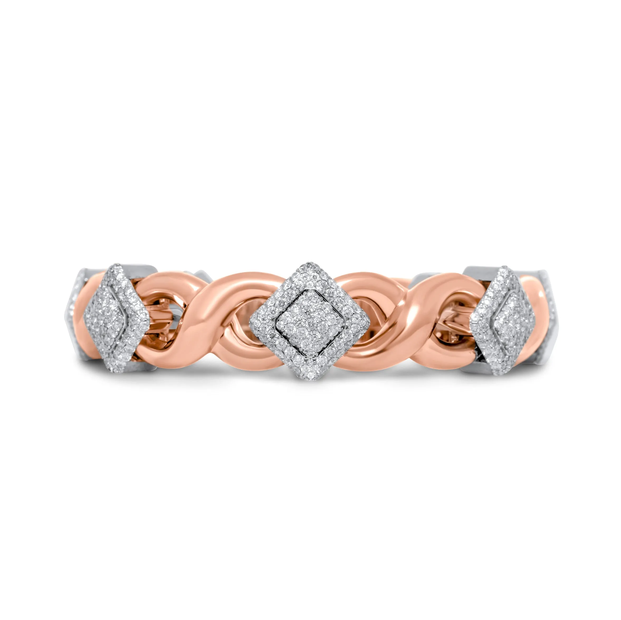 10k Solid Gold Square Infinity Link Diamond Bracelet 8.19ctw