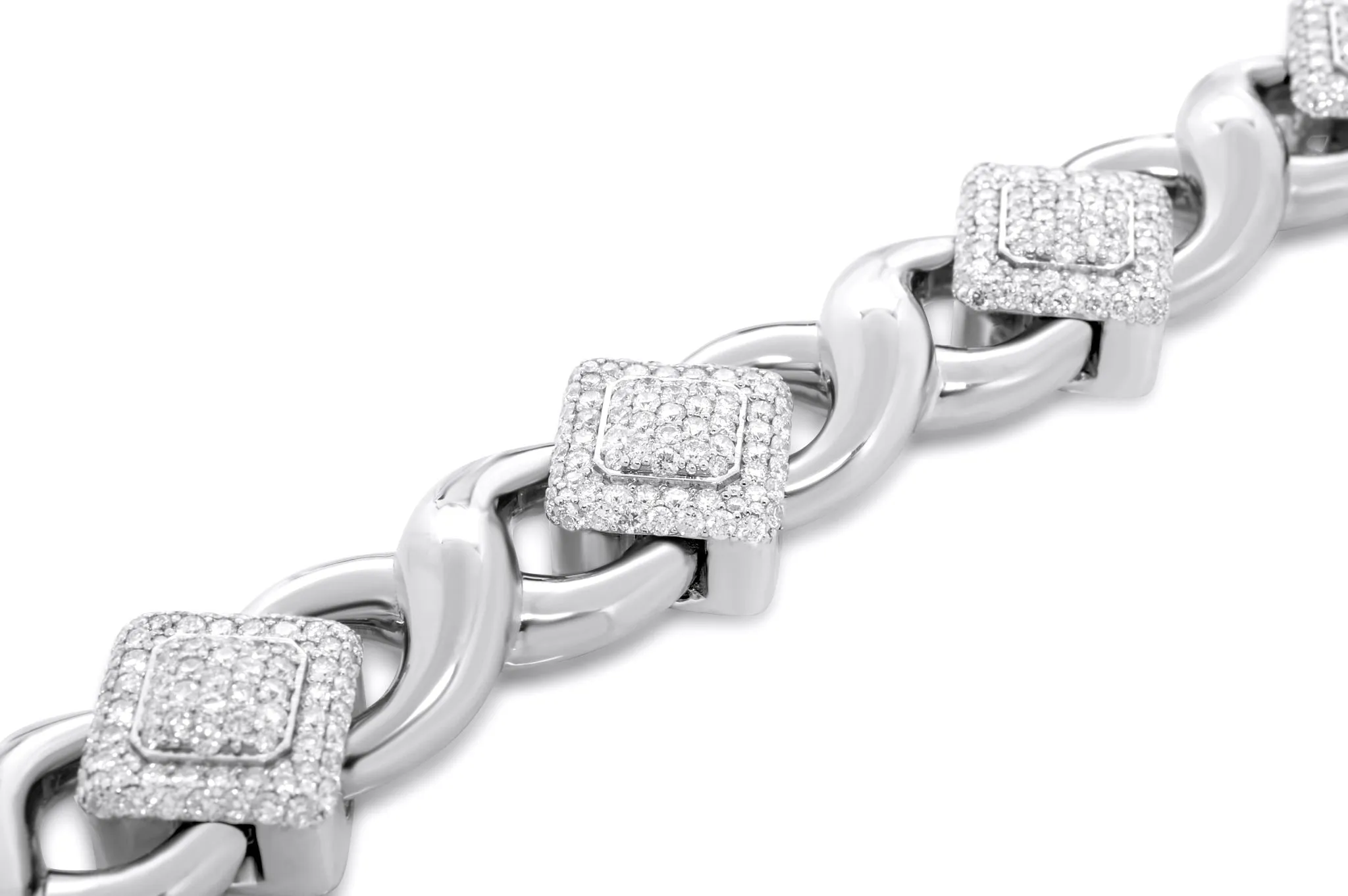 10k Solid Gold Square Infinity Link Diamond Bracelet 8.19ctw