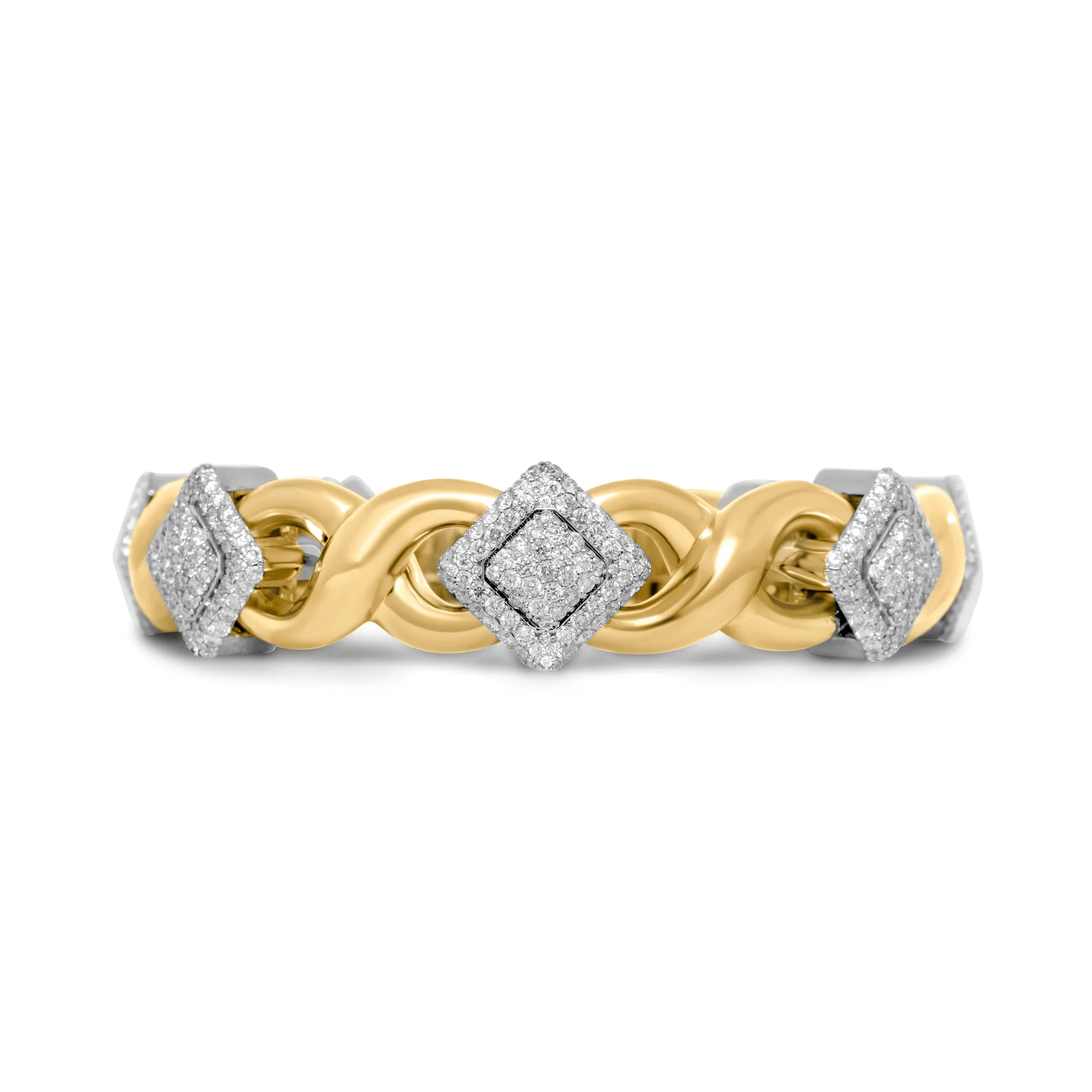 10k Solid Gold Square Infinity Link Diamond Bracelet 8.19ctw