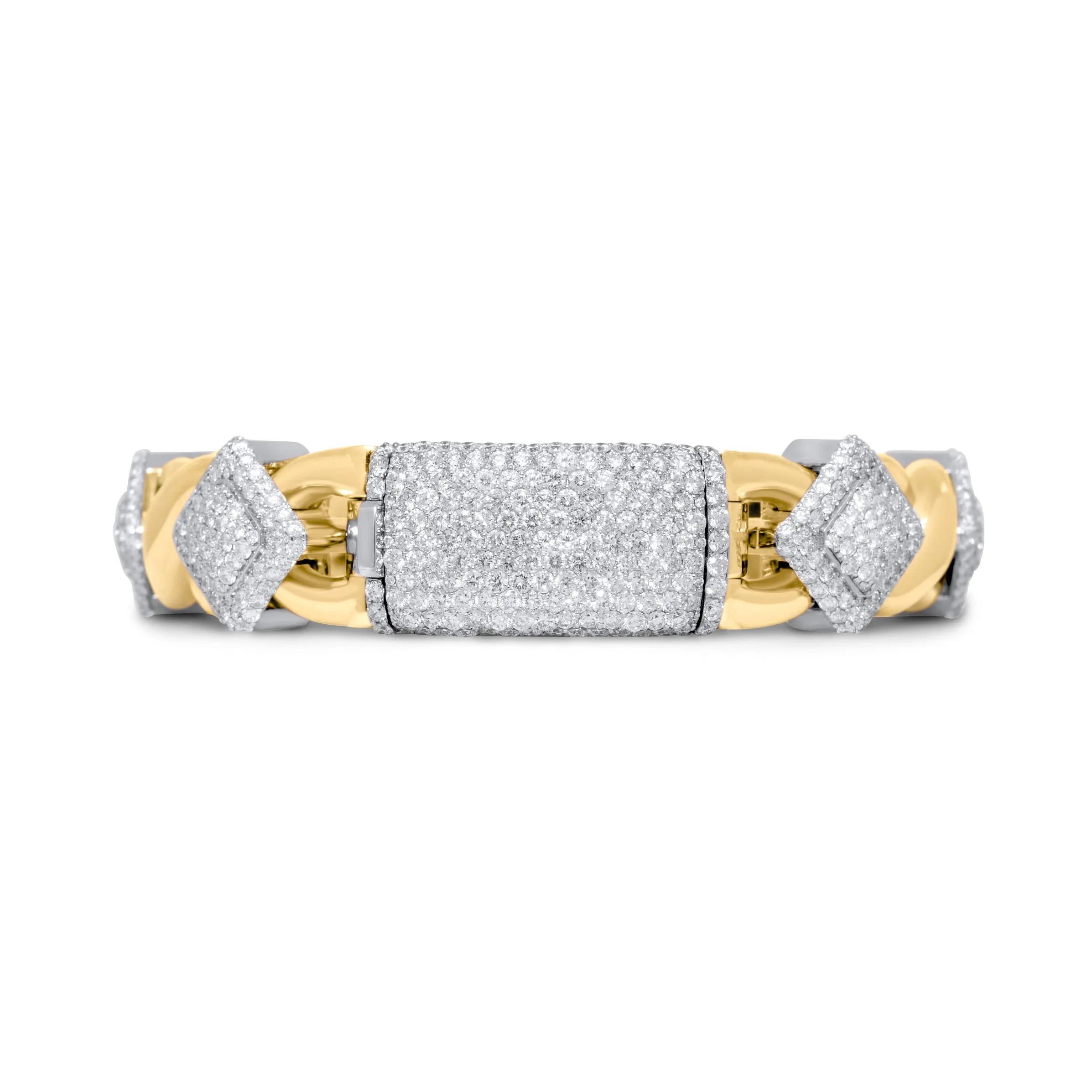 10k Solid Gold Square Infinity Link Diamond Bracelet 8.19ctw