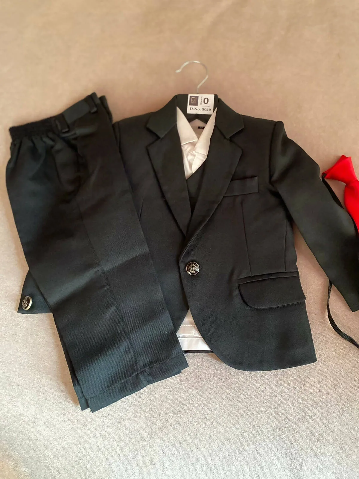 1st Birthday Formal Coat Pant/Pant Suit with Red Tie for Kids