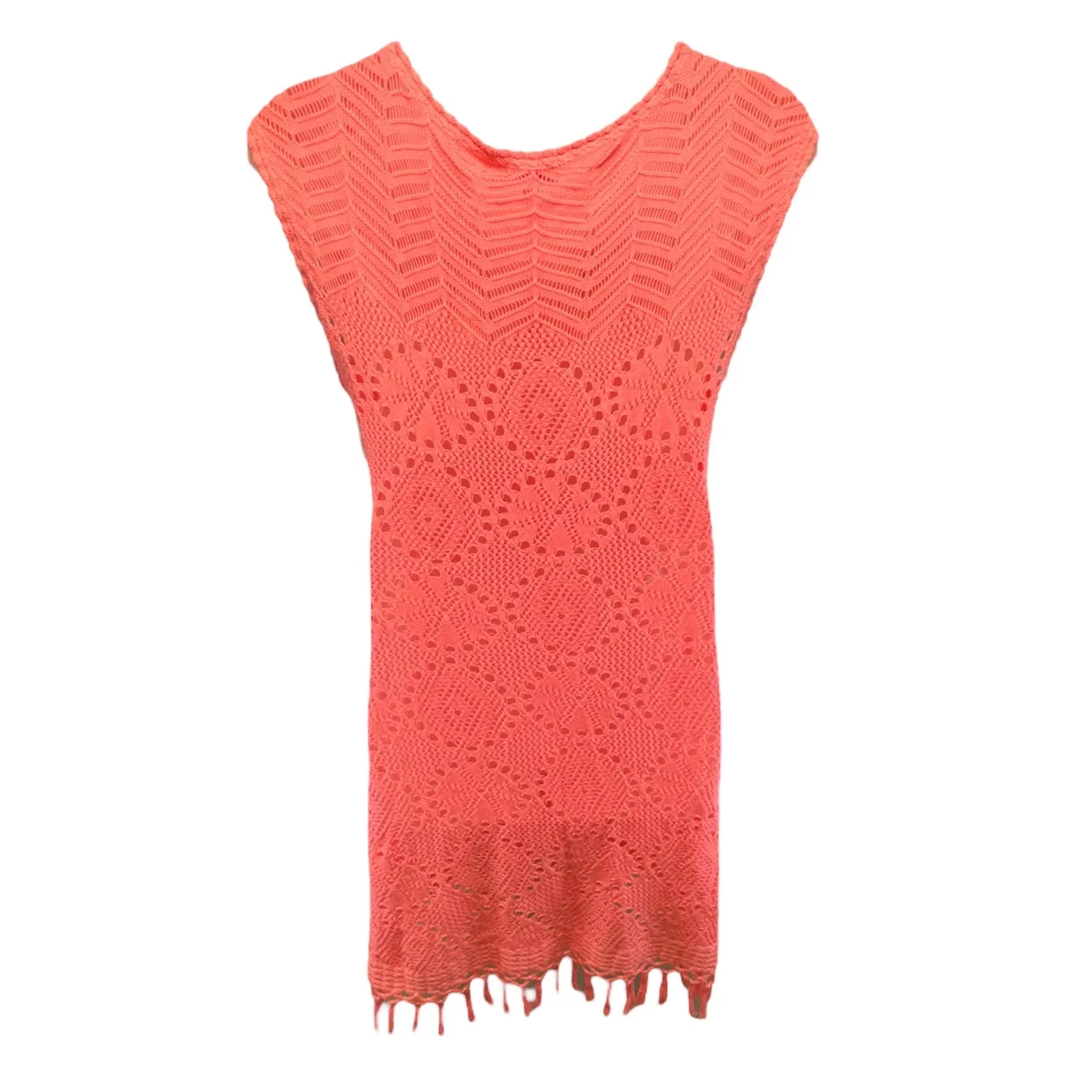 Adabelle Crochet Open Knit Fringe Dress in Yummy Melon Lilly Pulitzer, Size L