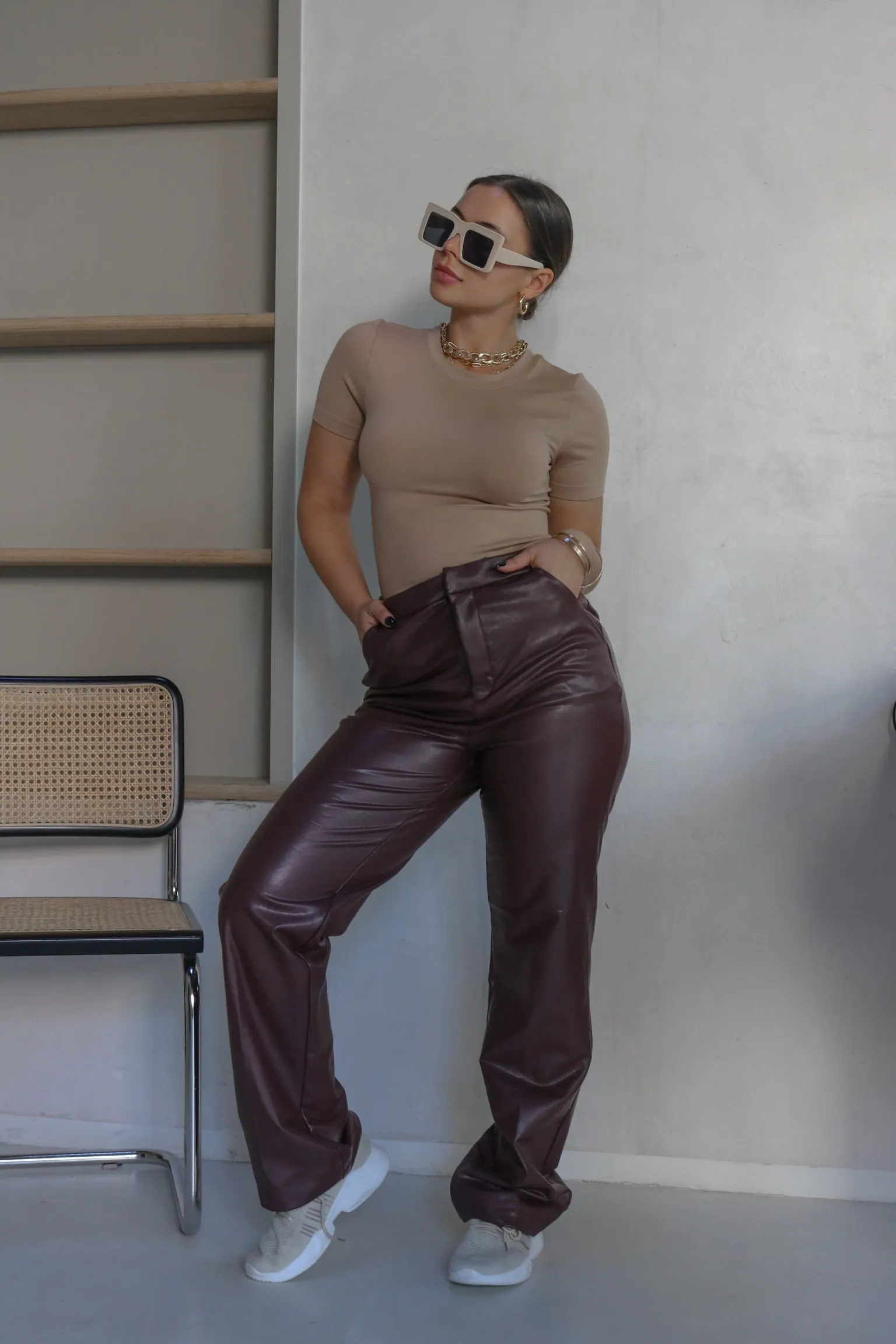 'Adler' Smooth Banded Tee in Nude