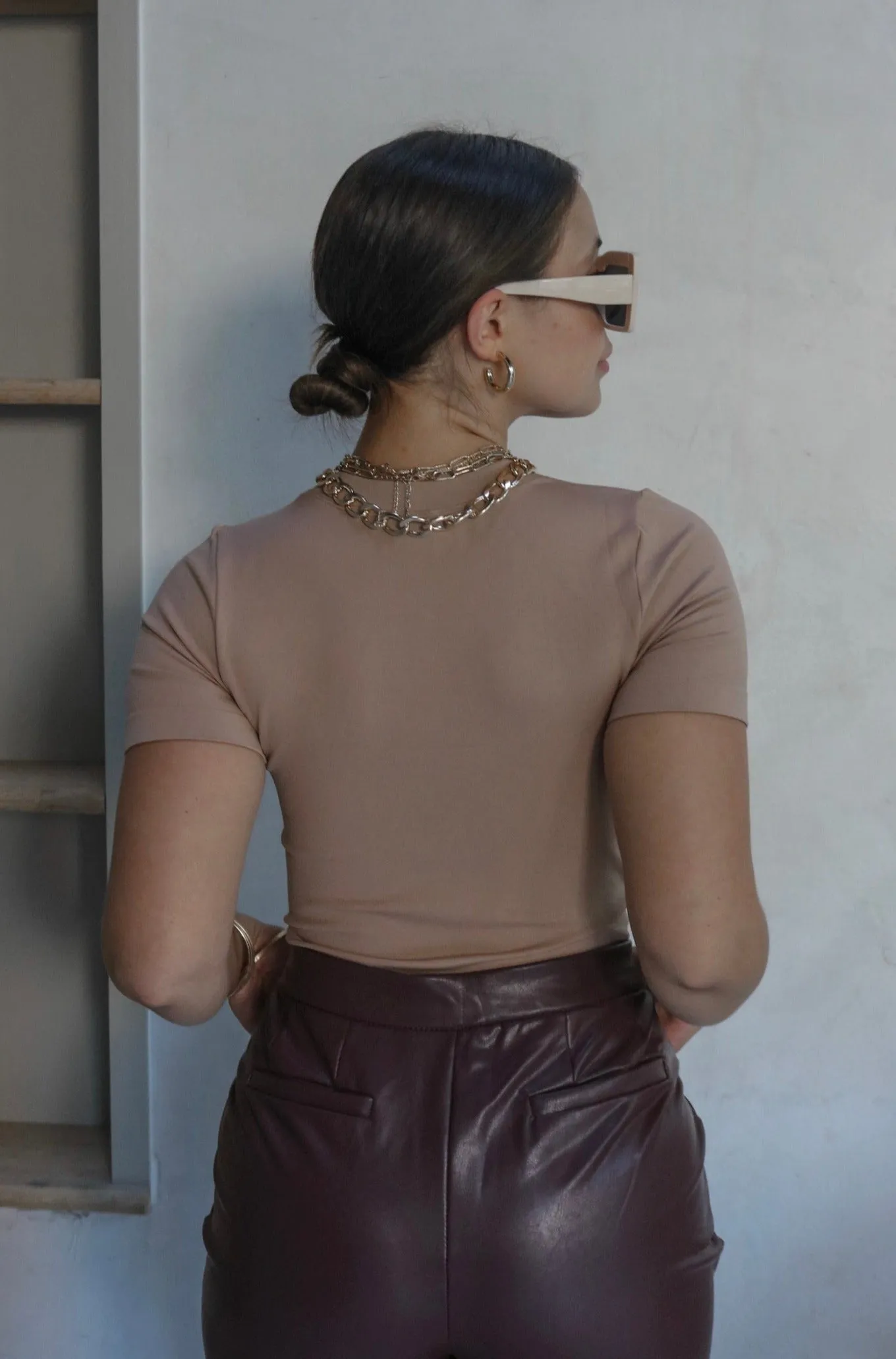 'Adler' Smooth Banded Tee in Nude
