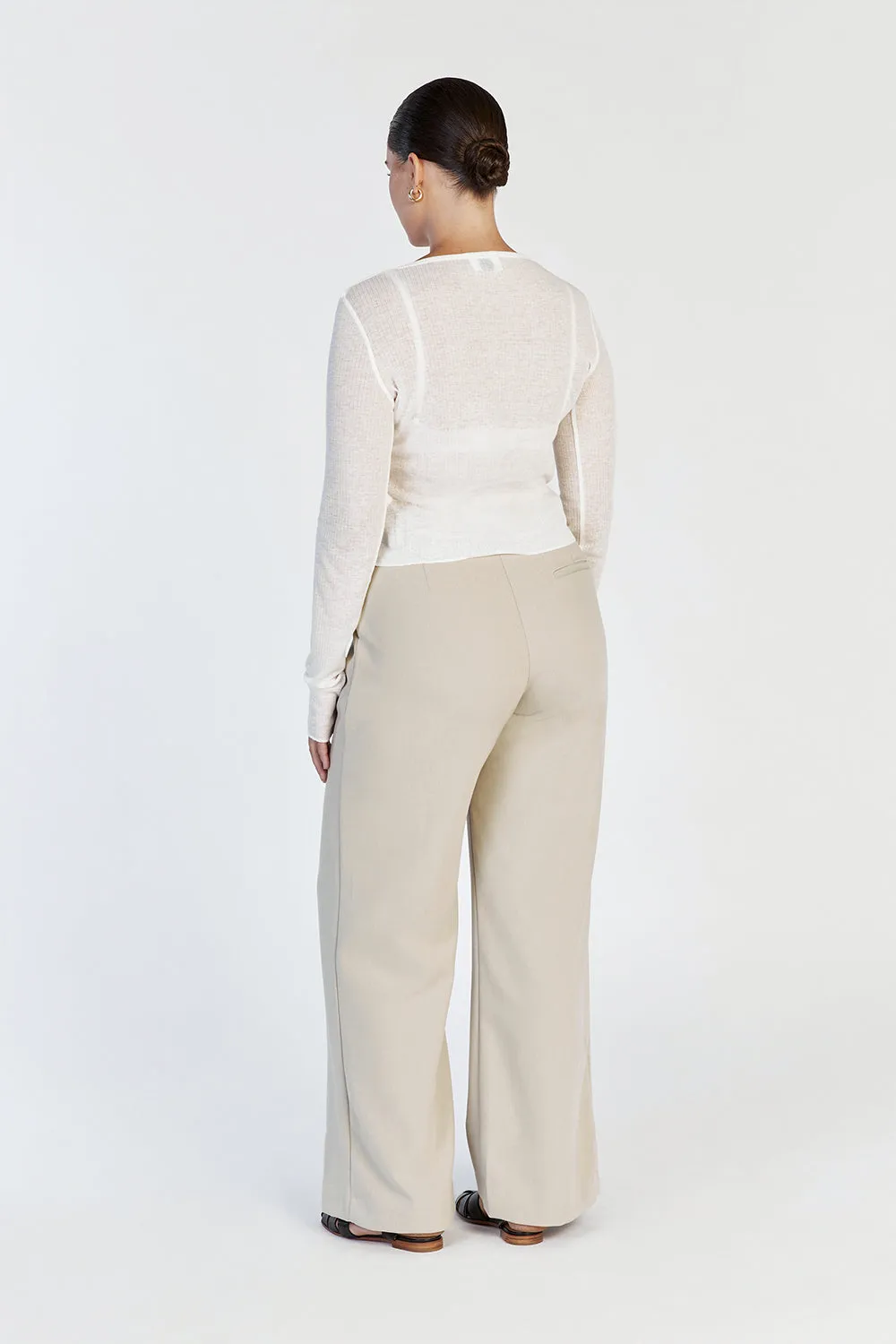 ARDEN OFF WHITE LONG SLEEVE KNIT TOP