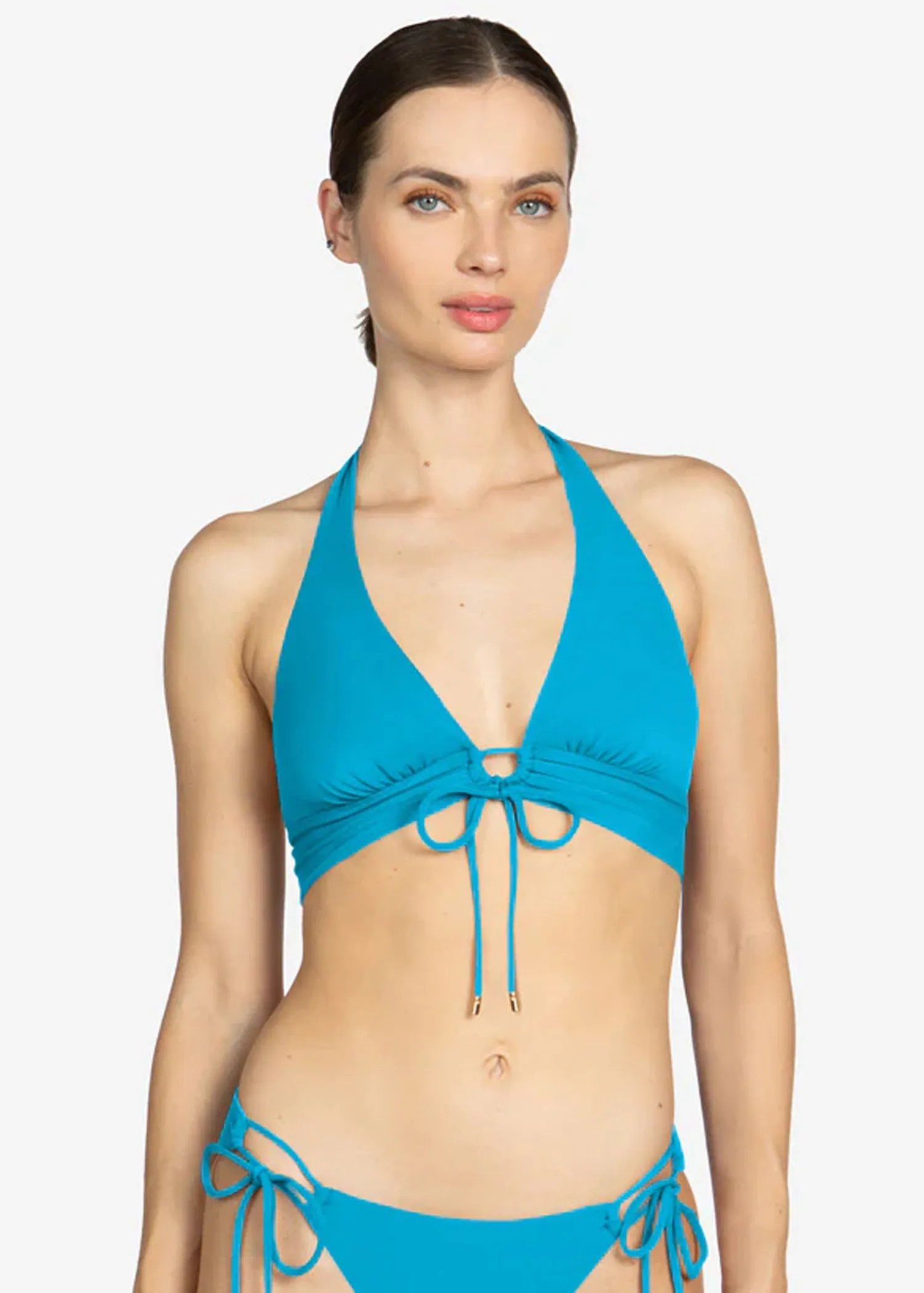Aubrey Halter Top in Cyan Blue - Robin Piccone
