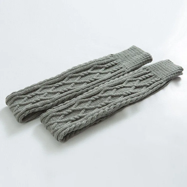 BASIC CABLE KNIT WINTER WARM KNEE HIGH SOCKS