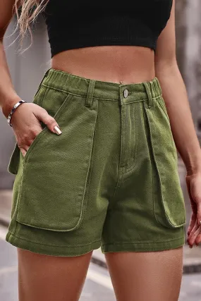 BIG POCKET ELASTIC WAIST CASUAL CARGO SHORTS