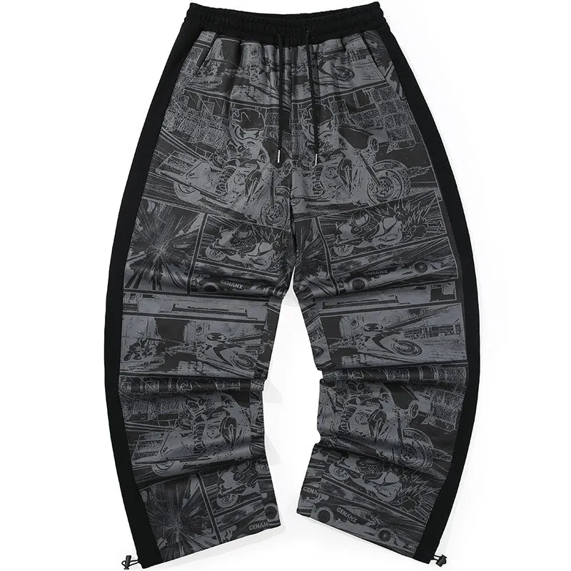 Black Comic Full Print Casual Jogger Pants