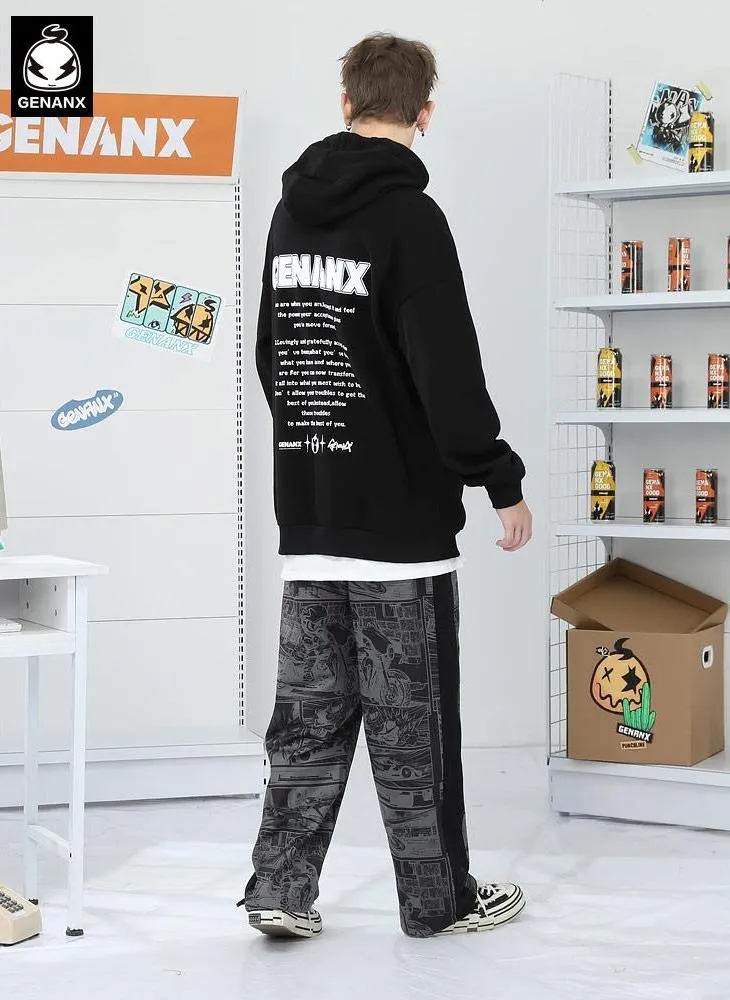 Black Comic Full Print Casual Jogger Pants