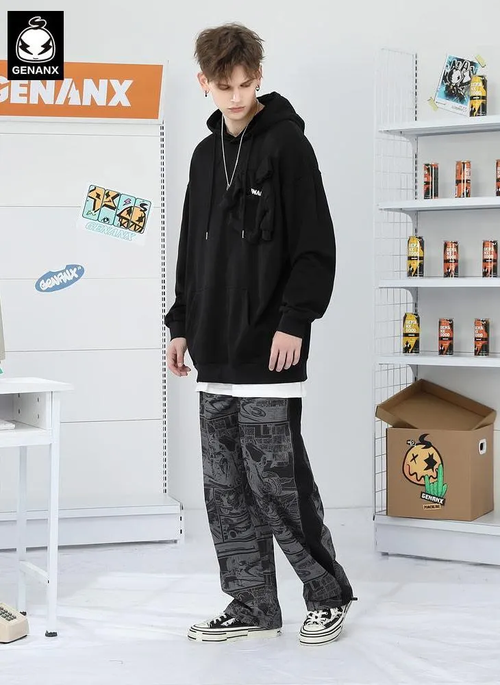 Black Comic Full Print Casual Jogger Pants