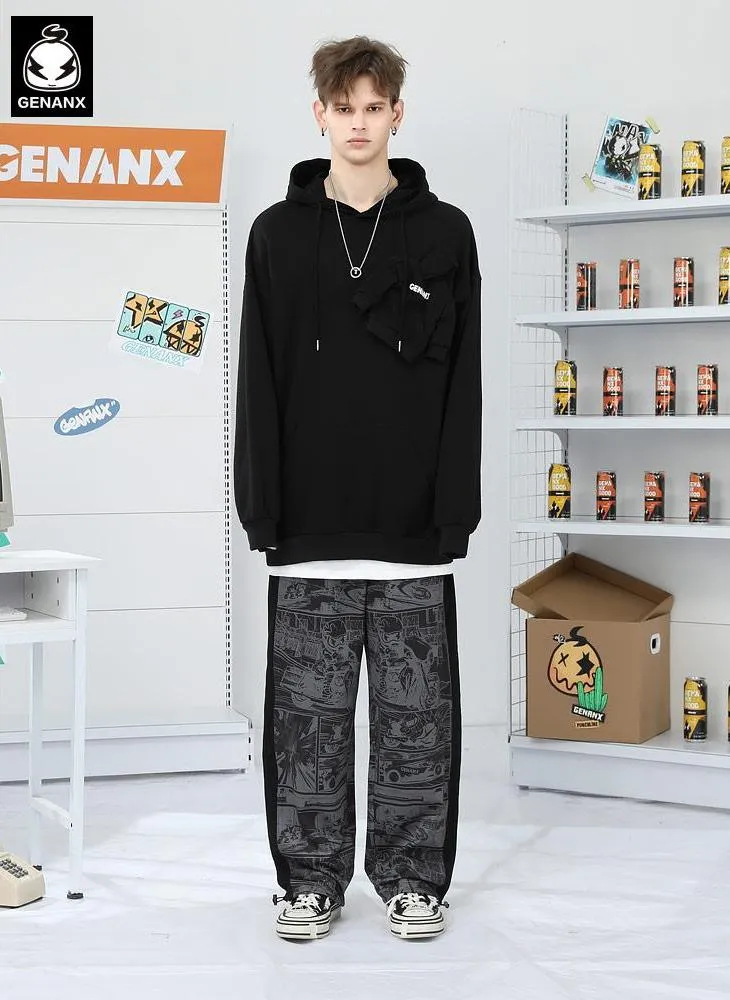 Black Comic Full Print Casual Jogger Pants