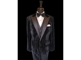 Black Crushed Velvet Peak Lapel Tuxedo Rental