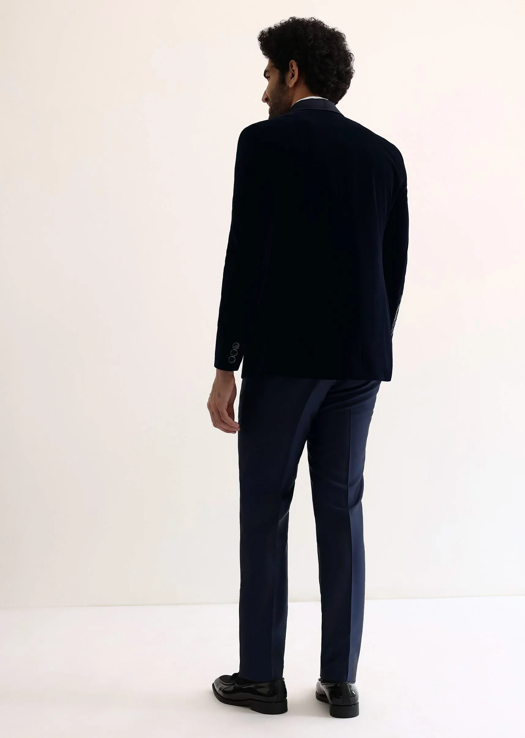 Blue Velvet Cut Dana Embroidered Tuxedo