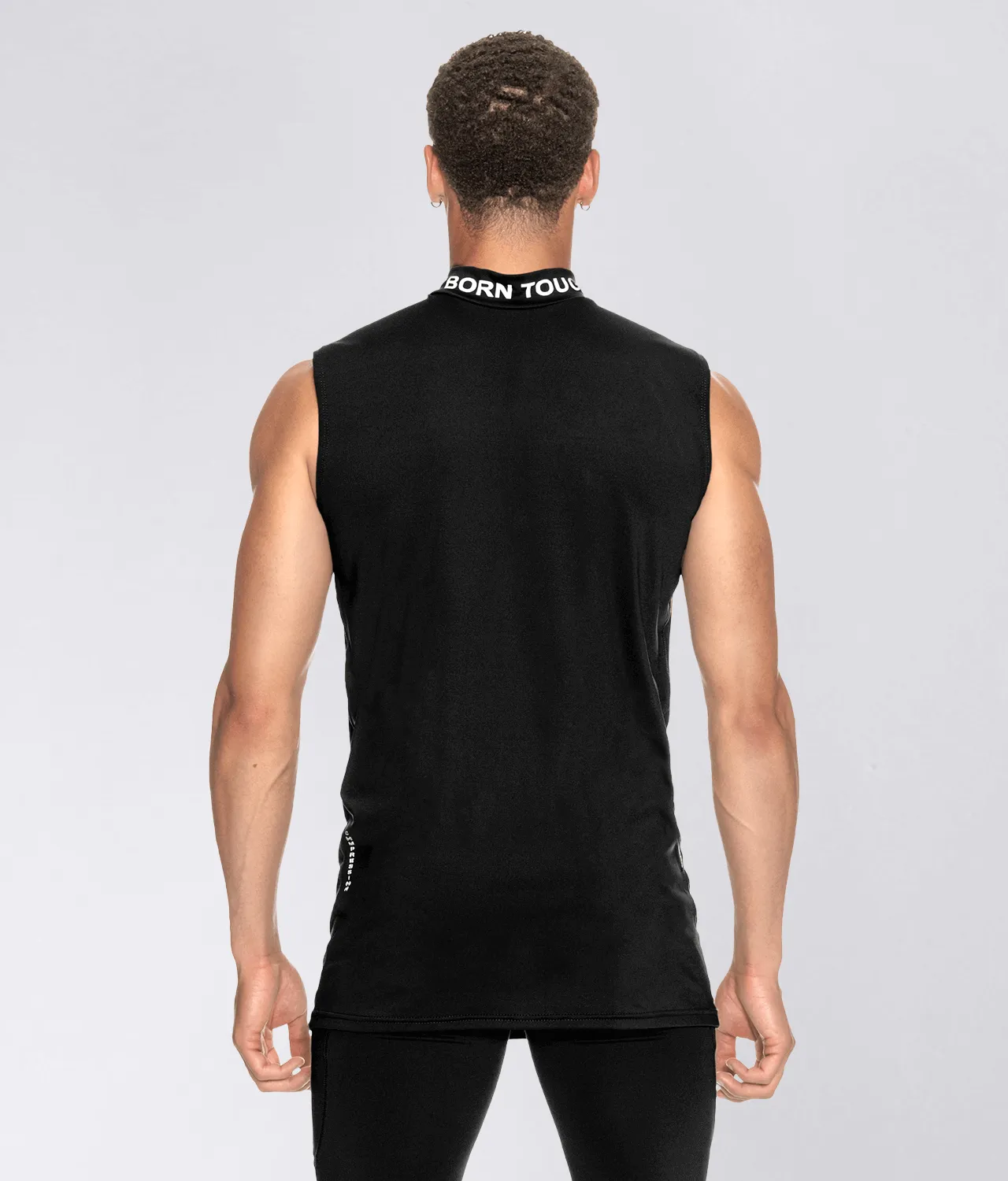 Born Tough Mock Neck Sleeveless Base Layer Athletic Shirt For Men Black
