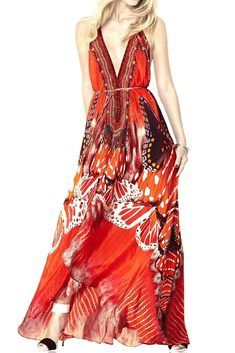 Butterfly Print Long Dress