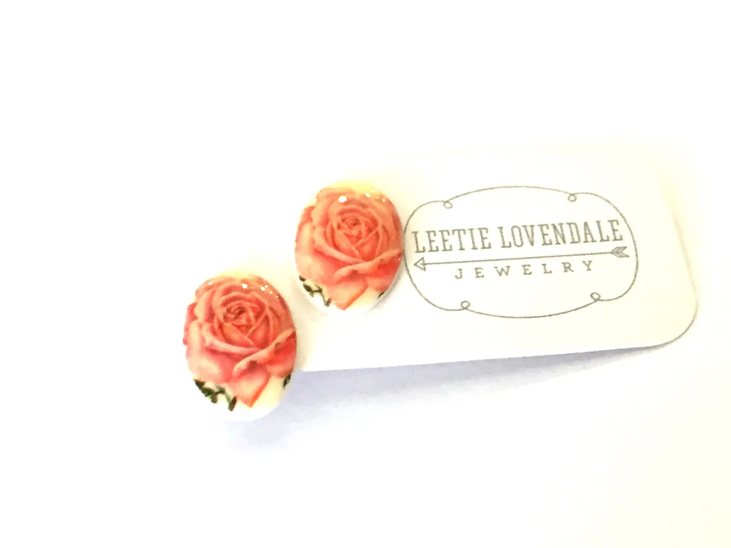 Cabbage Red Rosette Oval Button Studs