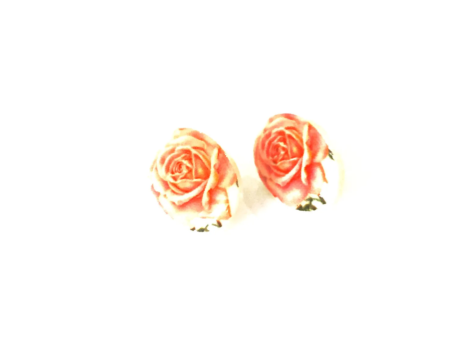 Cabbage Red Rosette Oval Button Studs