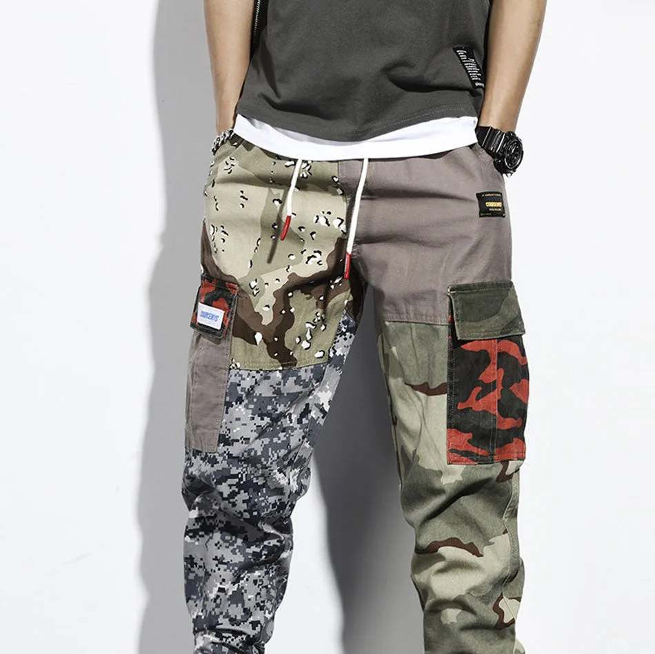 Camouflage Cargo Pants Men's Patchwork Joggers