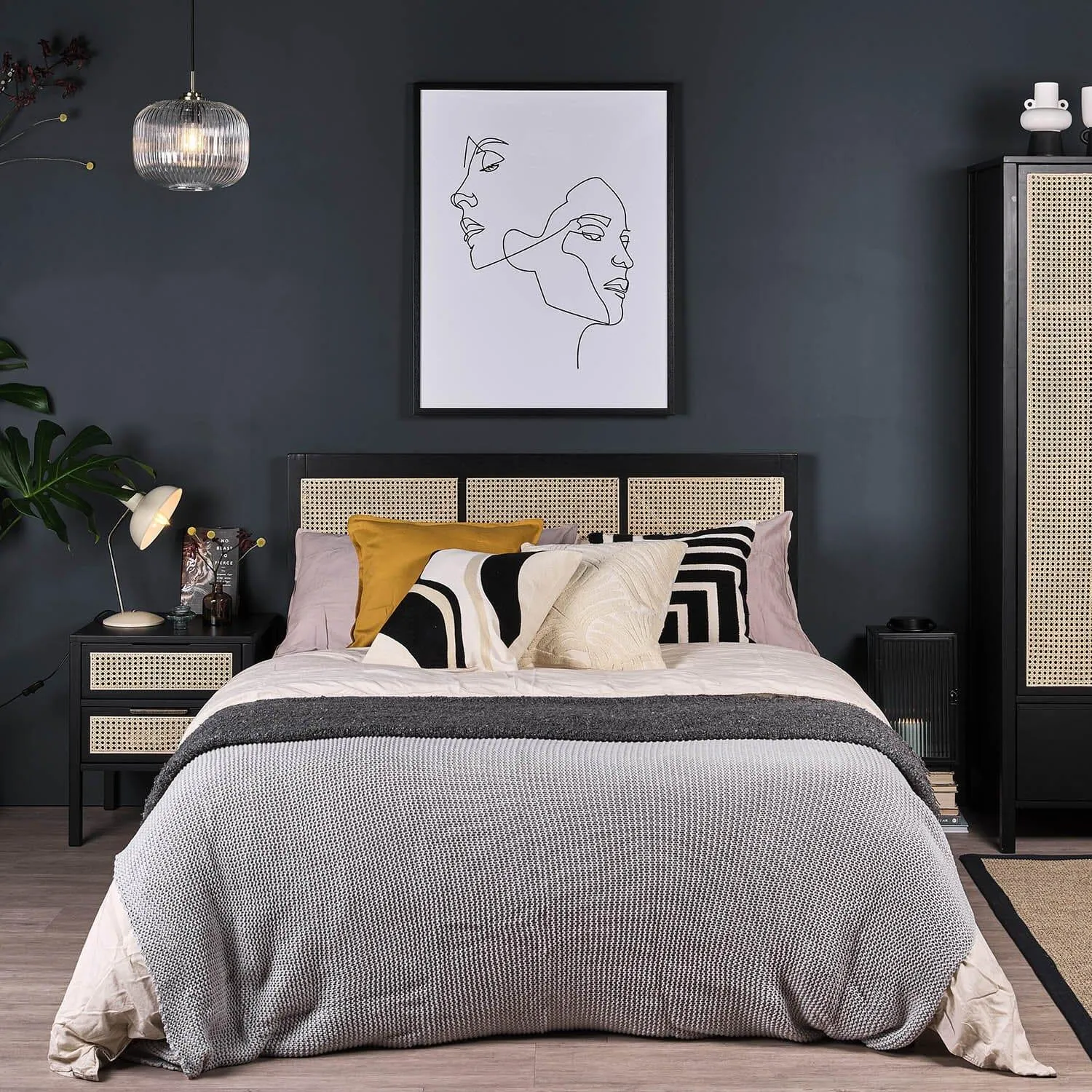 Charlie King Size Bed Frame with Mattress Set - Black
