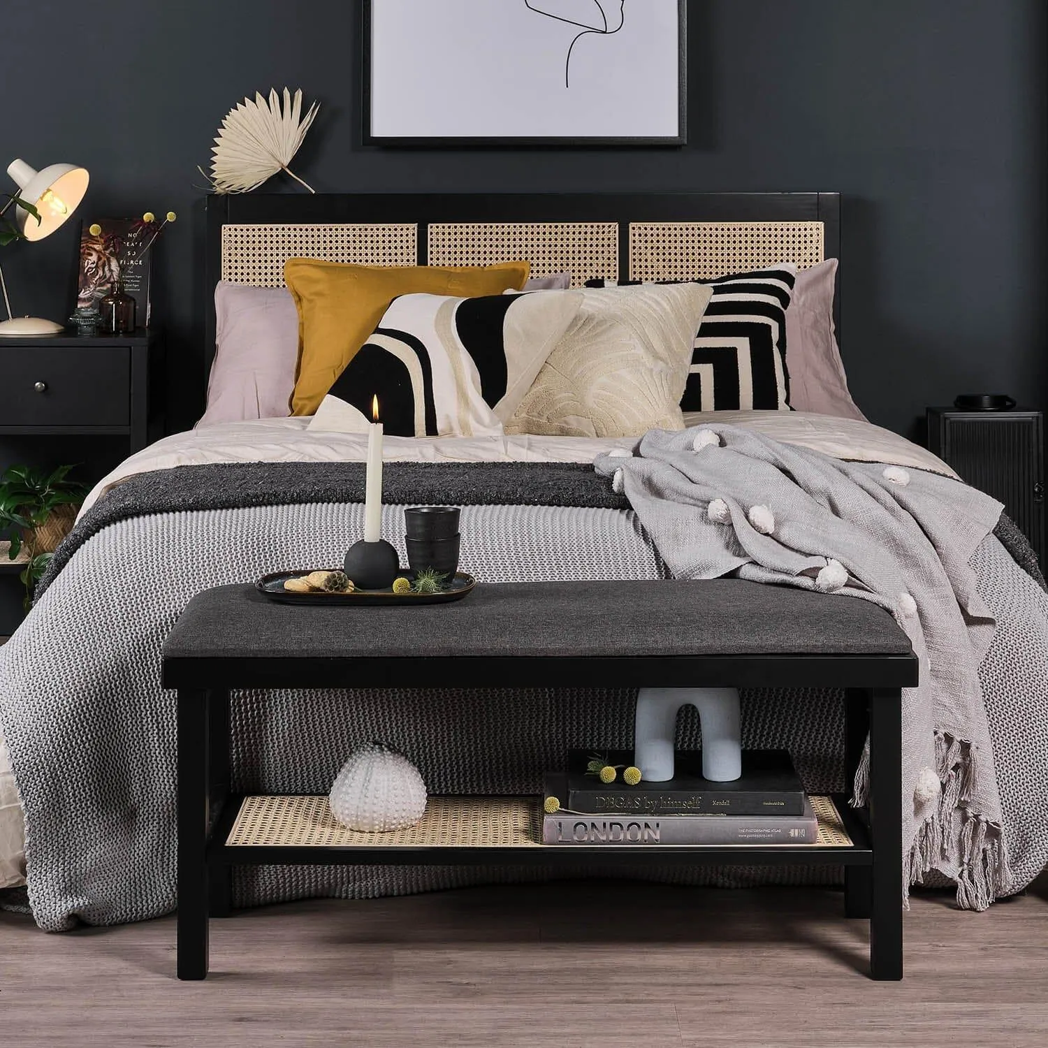 Charlie King Size Bed Frame with Mattress Set - Black