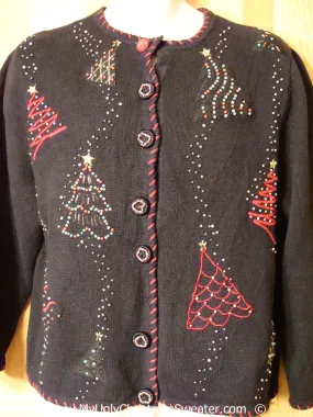 Cheap Black Bead Tree Christmas Sweater