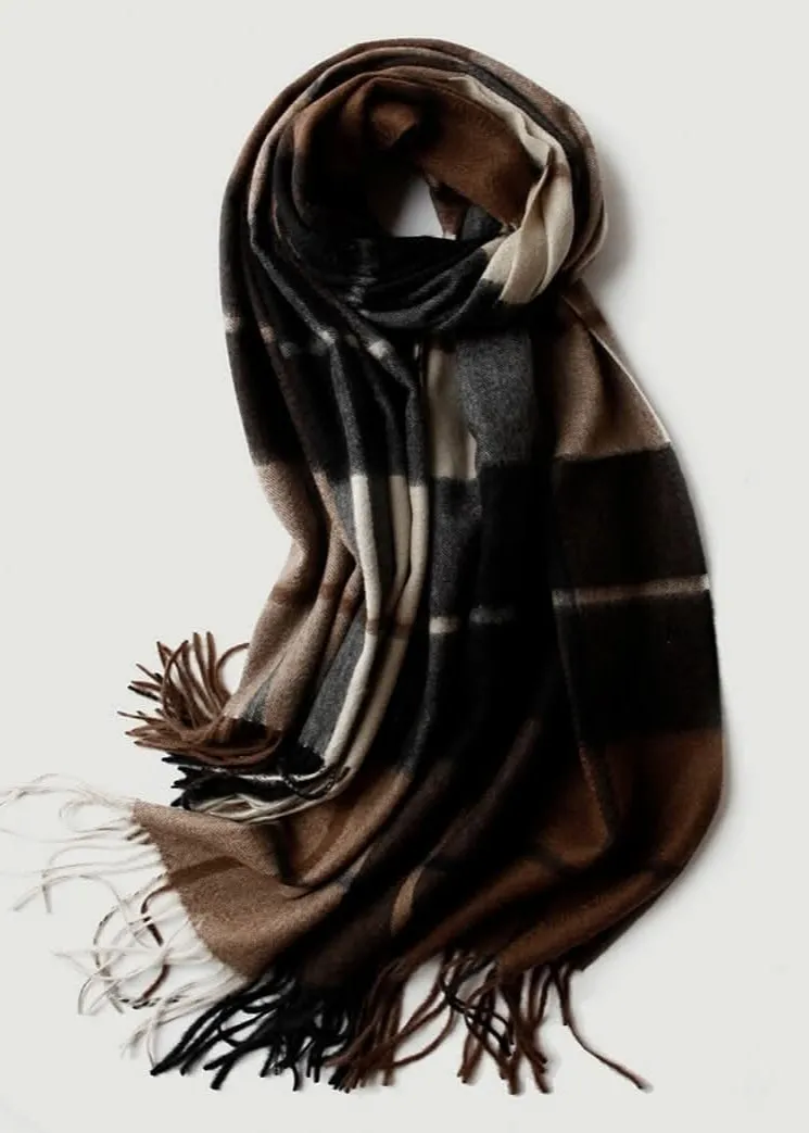 Check cashmere scarf shawl wrap