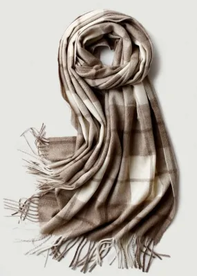 Check cashmere scarf shawl wrap