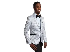 Cosmo Silver & Blue Small Paisley Shawl Tuxedo Rental