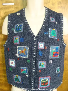 Crafty Patchwork Cheap Christmas Sweater Vest