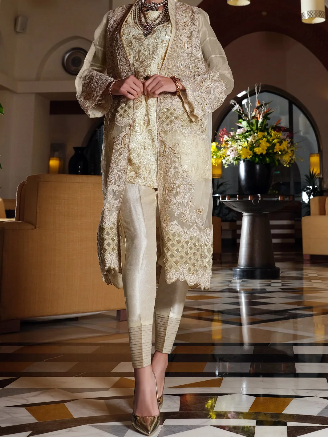 Cream 2 Piece Formal Stitched - AL-2PS-LS-283
