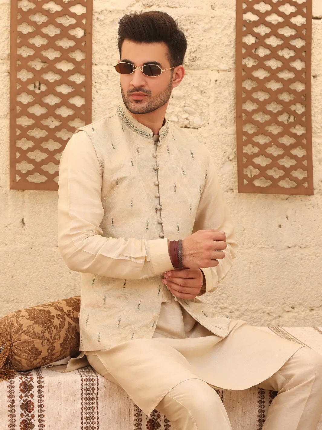 Cream Blended Waistcoat - AL-WC-374