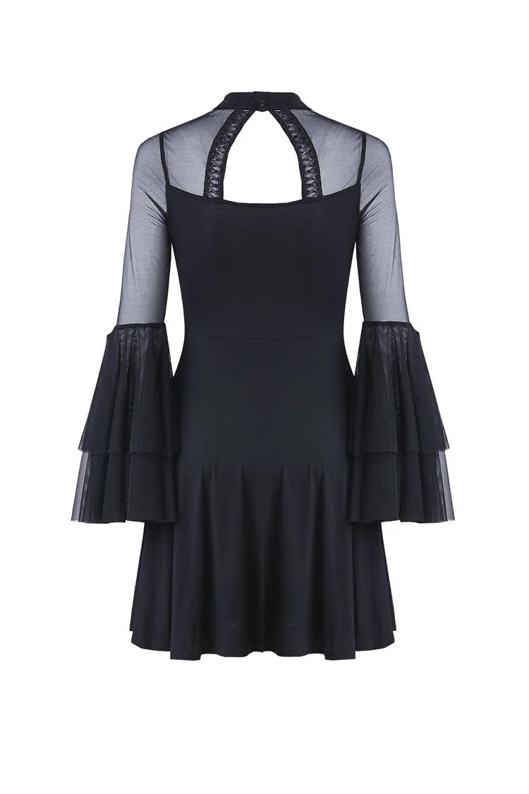 Cute gothic flower bust layered sleeve midi dress DW216