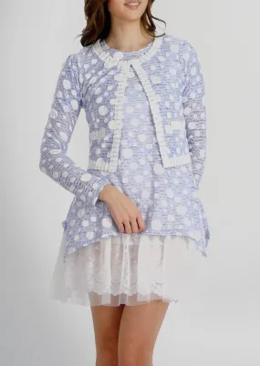 Destroyed Polka Dot Short Jacket with Lace Trim