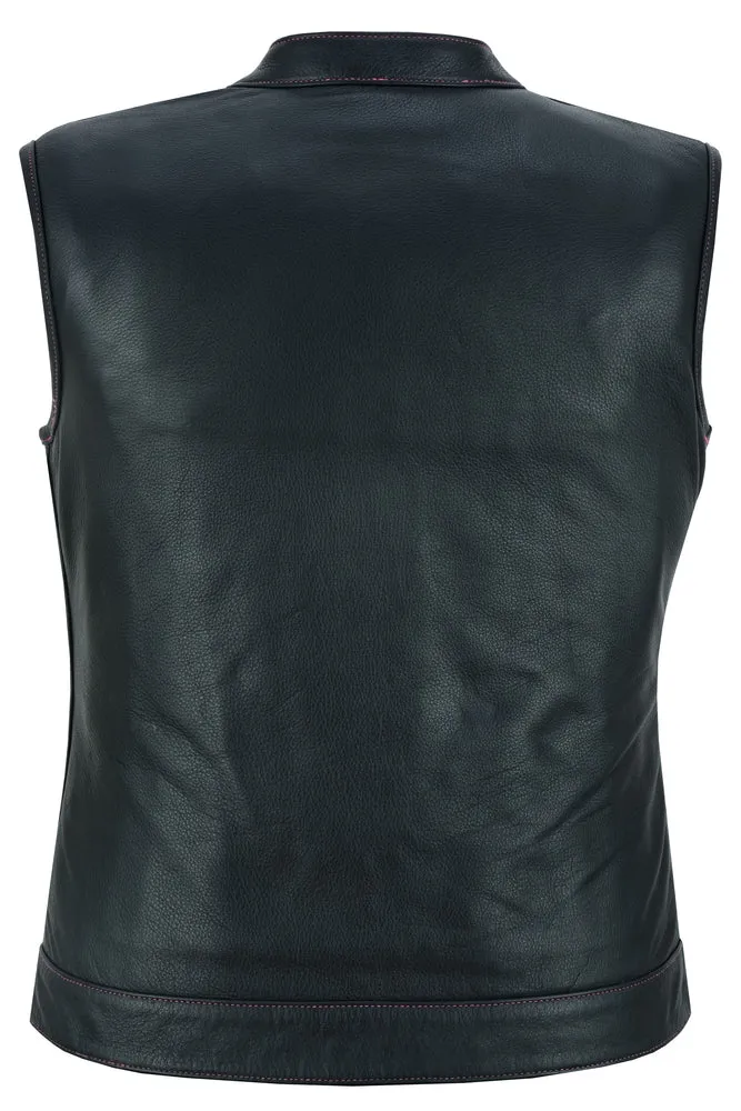 DS281 Violet Pink Women's Leather Vest