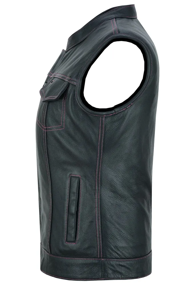 DS281 Violet Pink Women's Leather Vest