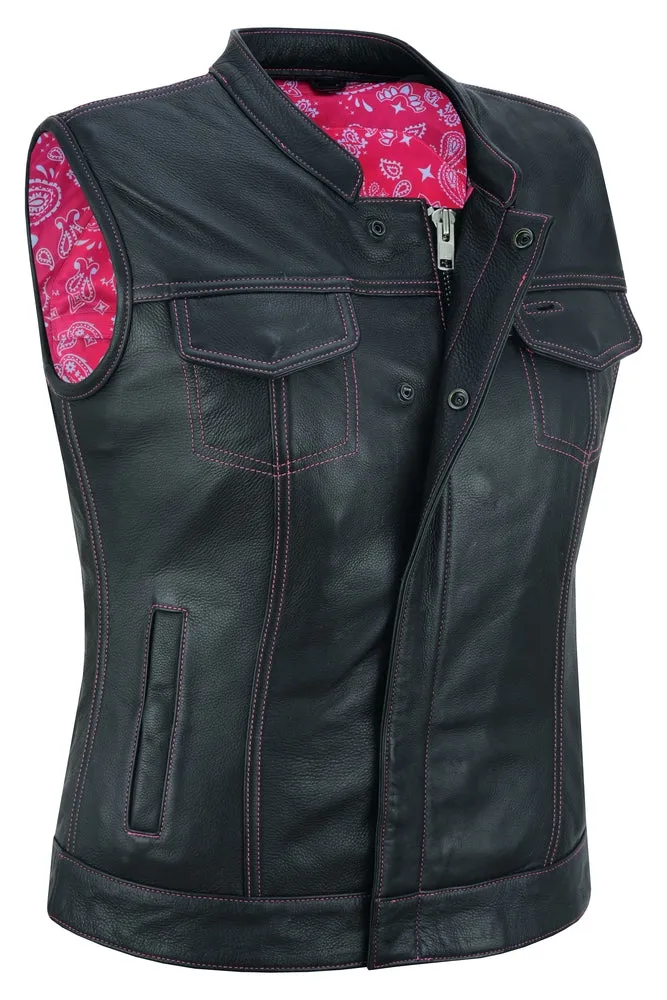 DS281 Violet Pink Women's Leather Vest