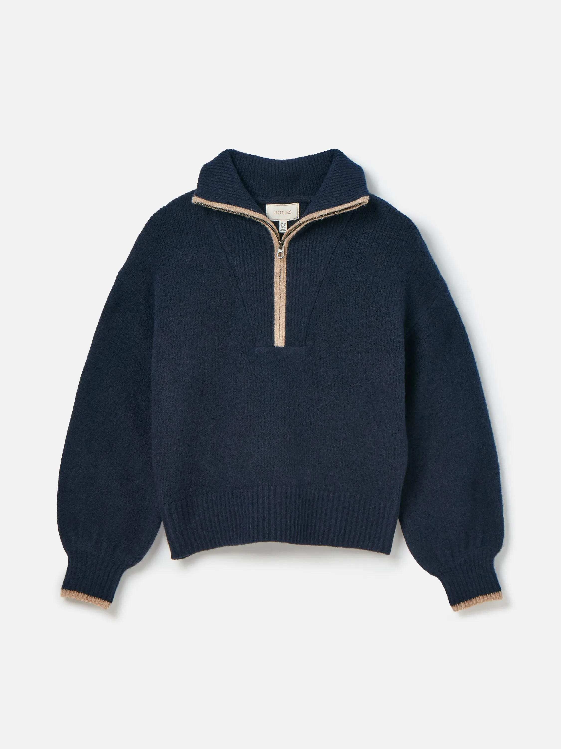Elmore Navy Knitted Quarter Zip Jumper