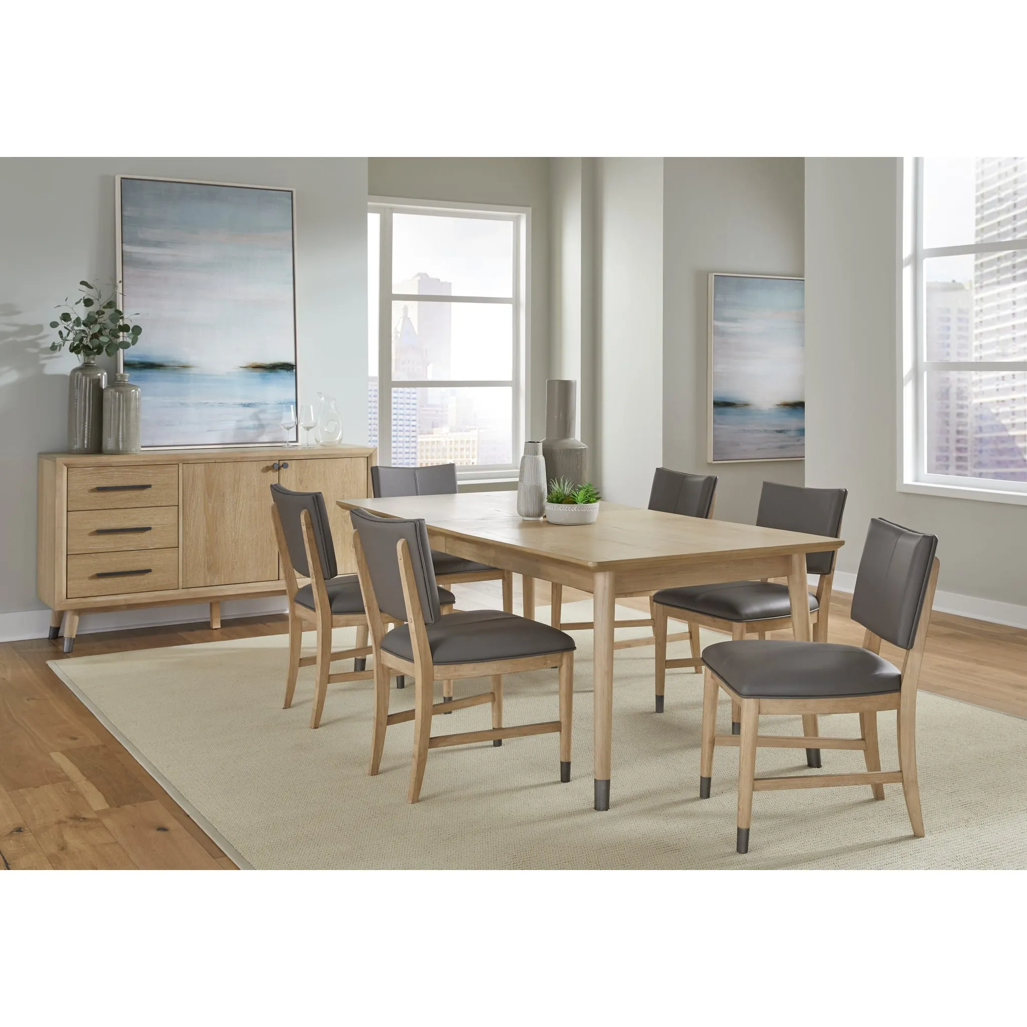 Franklin Dining Chair in Au Natural and Gray Leather