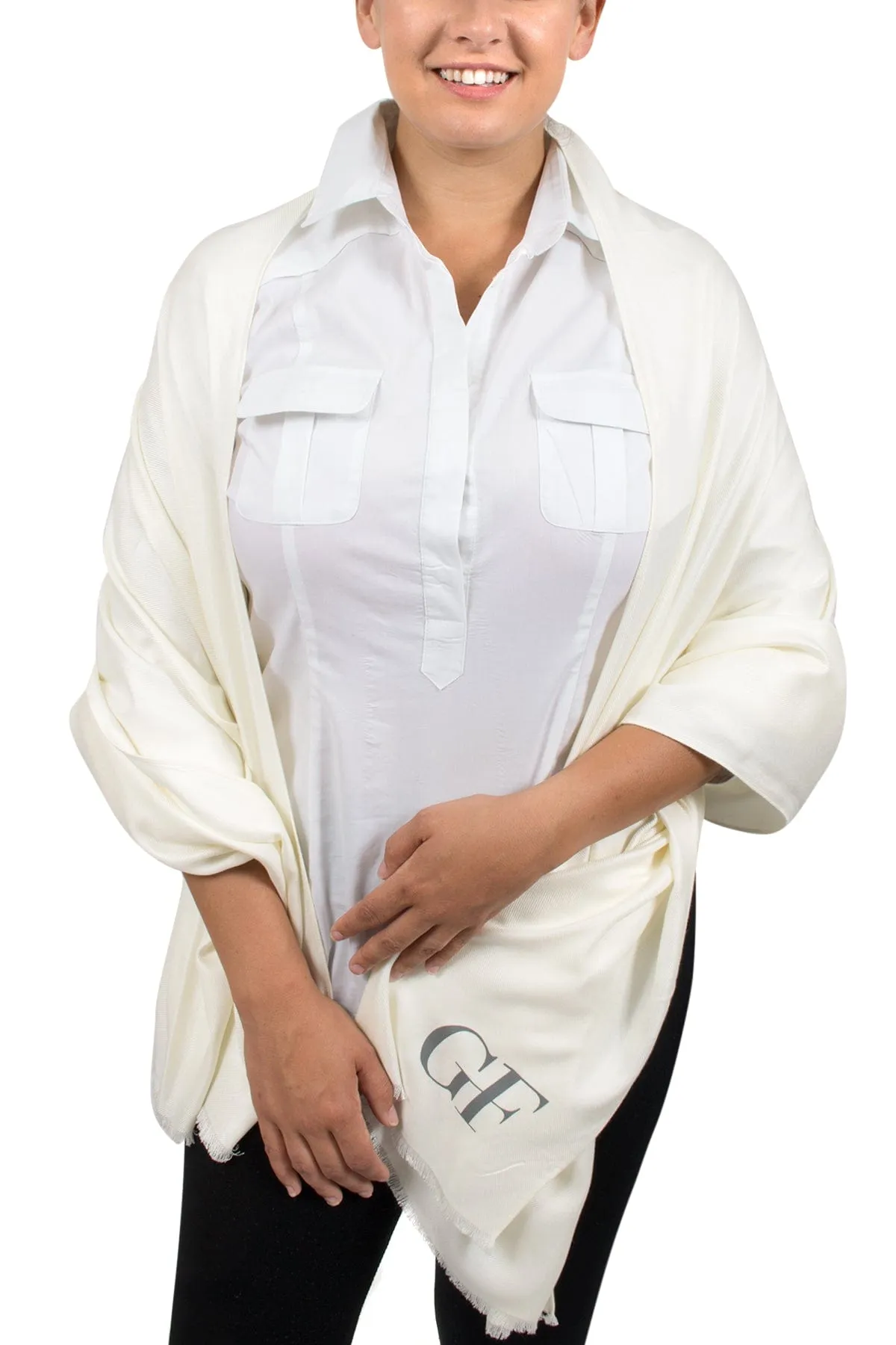 Gianfranco Ferre Ivory Pashmina Scarf
