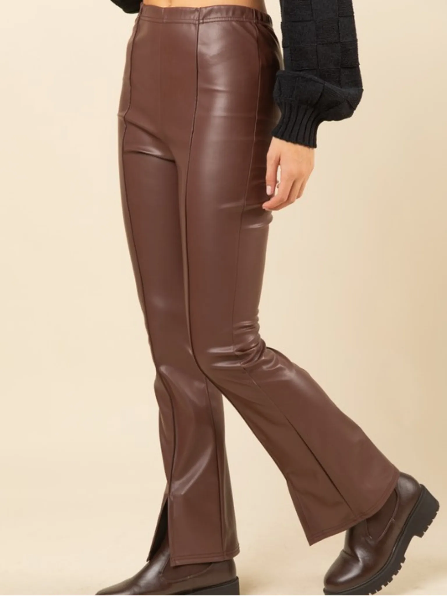 Gio Flare Faux Leather Pants