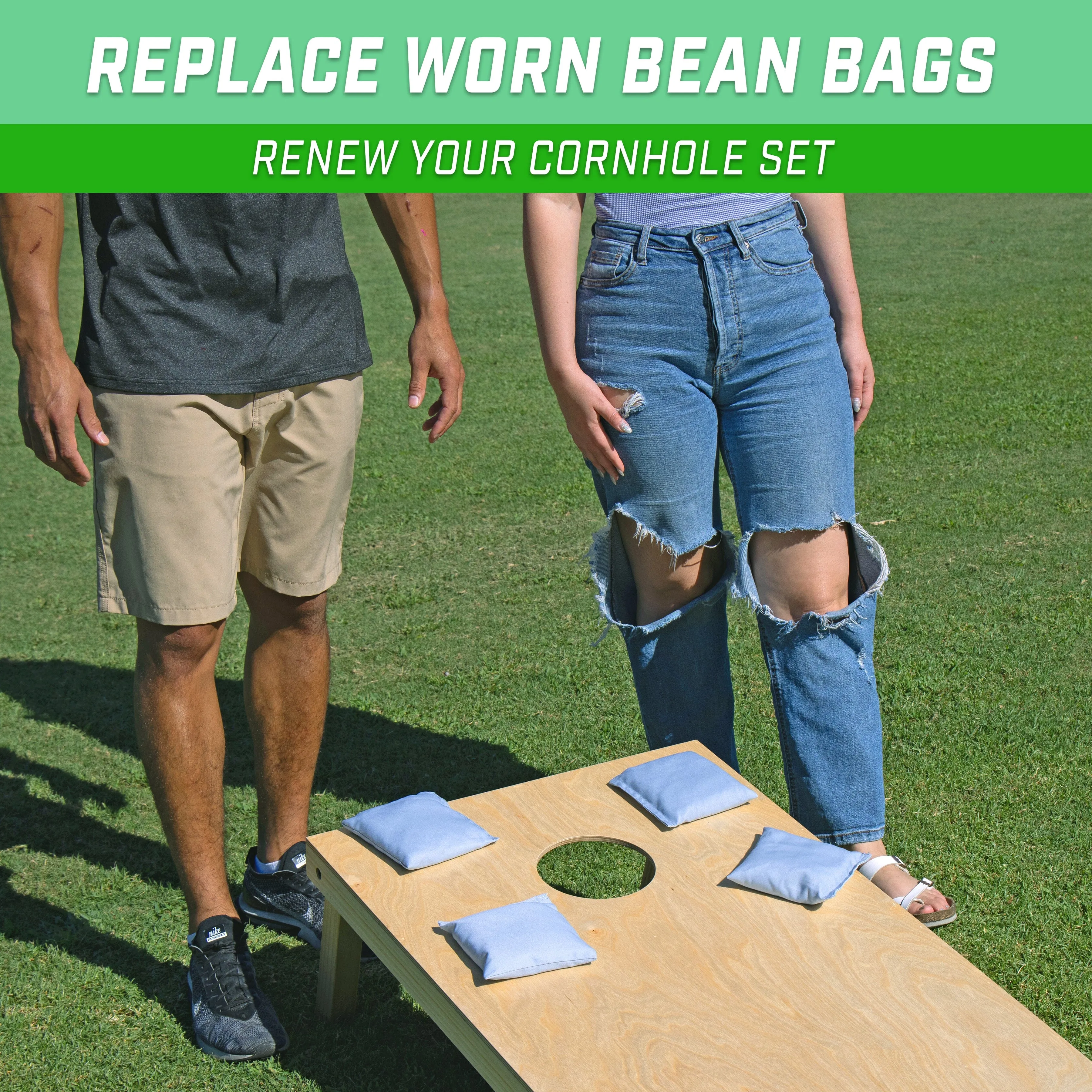 GoSports Cornhole Bean Bags Set of 4 - Regulation All Weather - Classic Gray
