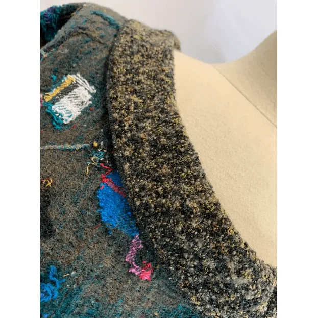 Green and brown wool pullover felted sweater jumper in recycled fabrics