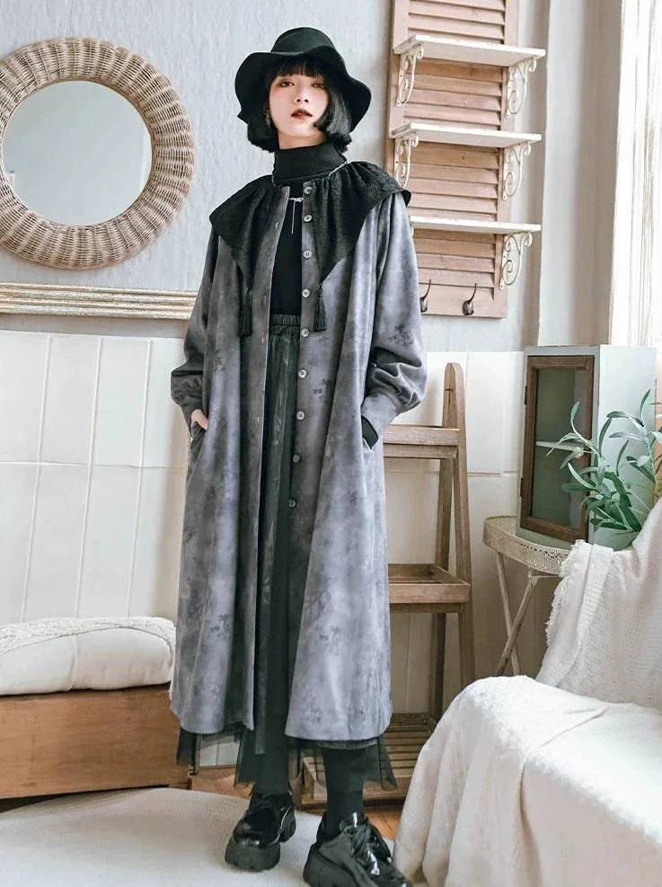 Jacket China Retro Shirt Suede Long Ruffle