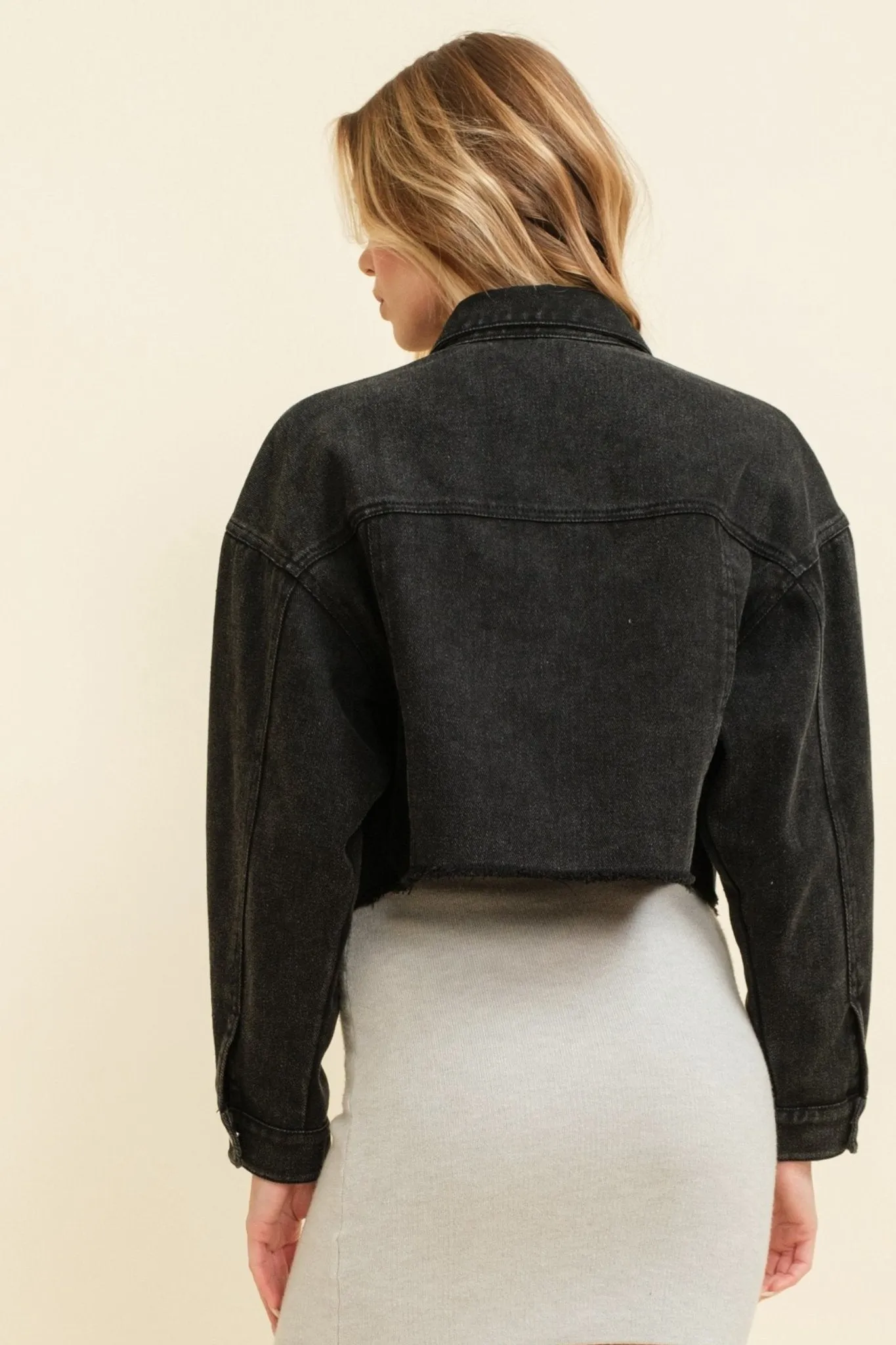Long sleeve denim jacket in black