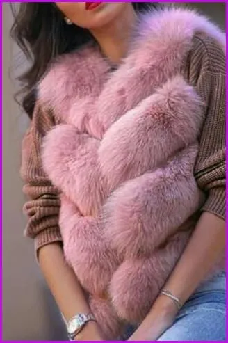 Luxury Fox Fur Gilet Red/Black/Pink/Deep/Grey DO977