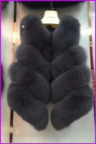Luxury Fox Fur Gilet Red/Black/Pink/Deep/Grey DO977