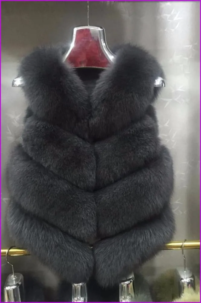 Luxury Fox Fur Gilet Red/Black/Pink/Deep/Grey DO977
