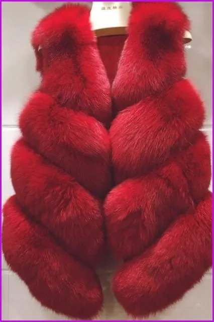 Luxury Fox Fur Gilet Red/Black/Pink/Deep/Grey DO977
