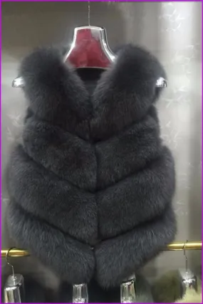 Luxury Fox Fur Gilet Red/Black/Pink/Deep/Grey DO977